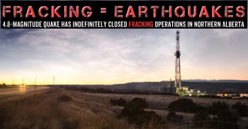 A fracking earthquake-a-day has led to industry shut down in Alberta, CAN