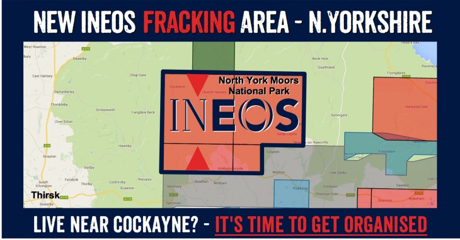 North Yorkshire towns in Ineos new fracking licence: Cockayne, Church Houses, Rosedale East, Thorgill, Rosedale Abbey, Hartoft End, Stape, Keldy Castle, Lastingham, Hutton-le-Hole, Spaunton, Kirkbymoorside, Fadmoor, Appleton-le-Moors, Kirkby Mills, Pockley